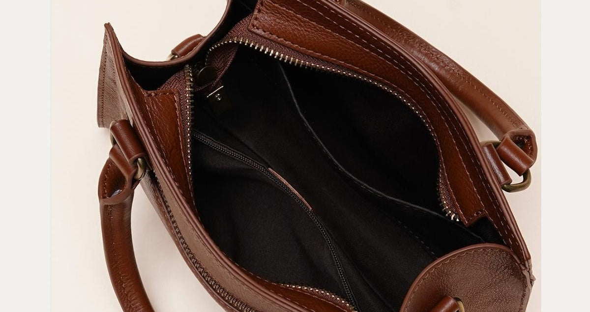 Genuine First Layer Leather One-Shoulder Crossbody Bag For Women Solid Color Durable Daily Casual Style