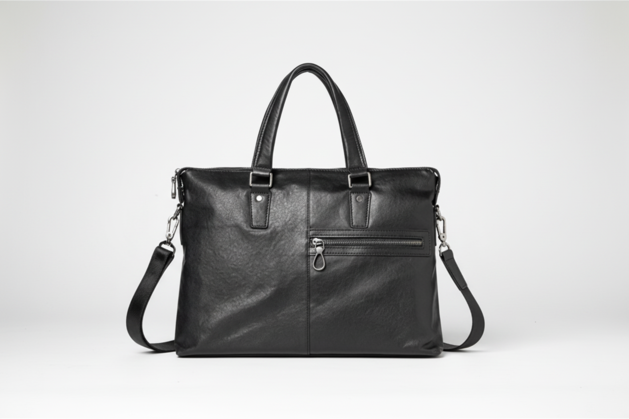 Men's Leather Briefcase for 14-Inch Laptop, Zipper Closure, Organized Pockets, Professional Business Bag