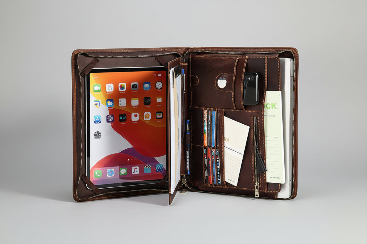 Crazy Horse Leather 13.3 Inch Laptop Briefcase For Men Premium Vintage Carryall With Durable Top Layer Cowhide