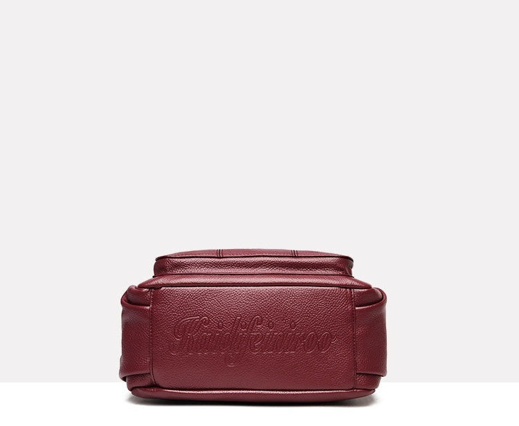 Burgundy handbag shown from two angles on a white background